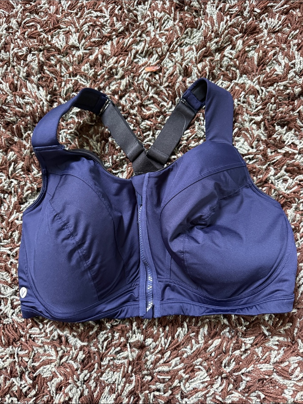 Livi Active Front-Zip Sports Bra in Navy